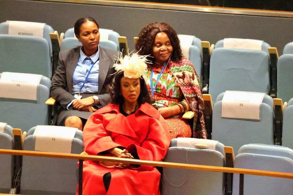 Inkhosikati LaNgangaza listening attentively to His Majesty’s address at the UN.(All
Pics: Bawethu Sithole)