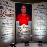A portrait of the late Minister for Home Affairs Princess Lindiwe on display in the ongoing memorial service.
