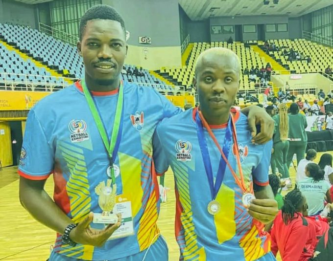 (L-R) Eswatini duo of Nduku 'Spidey' Masangane and Thembinkosi 'Lorch' Matsebula received top honours at the Africa Netball Cup. (Pic:Netball Eswatini)