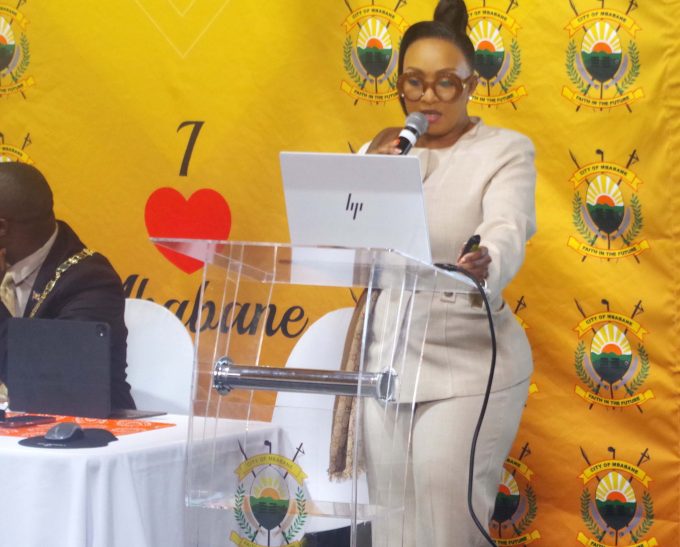 Mbabane Municipal Council CEO Gcinile Fakudze during the presentation.