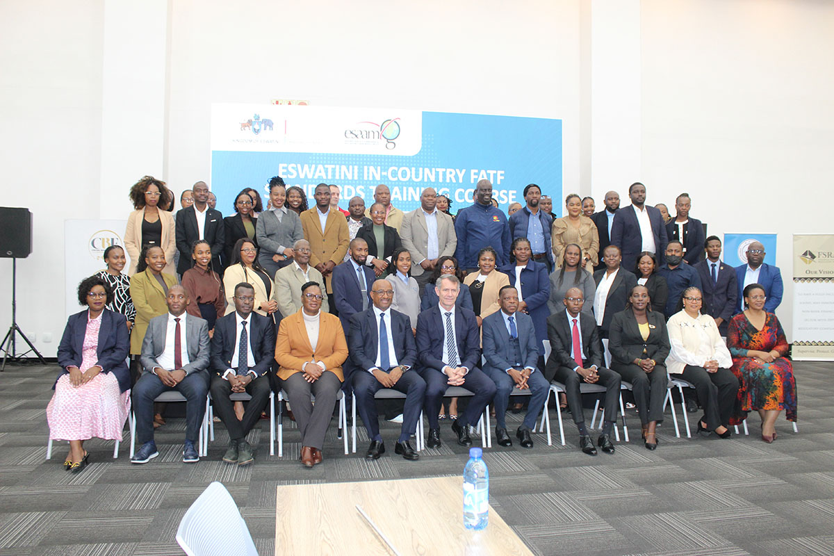 Minister for Finance Neal Rijkenberg and Central Bank Governor Dr Phil Mnisi with delegates during the official opening of the ESAAMLG.