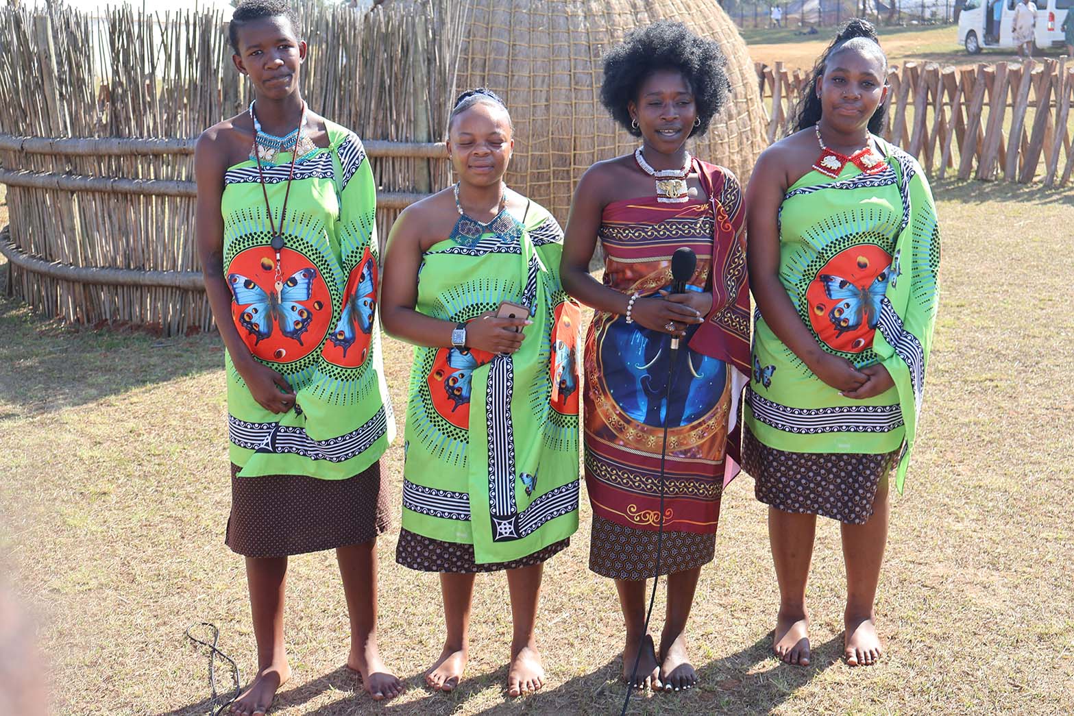 Indvuna yeMbali Bongiwe 'Vivane' Hlatshwako (2nd right) during the press confrence of the second leg of the Umhlanga ceremony.