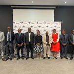 Minister of Public Works and Transport Chief Ndlaluhlaza Ndwandwe (C), accompanied by other officials, with newly-appointed Eswatini Roads Authority (ERA) CEO Ndabenhle Nxumalo and CFO Makhosazana Dlamini-Ginindza.