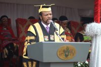 His Majesty King Mswati III addresses graduands during the 44th UNESWA Graduation Ceremony yesterday. In his address, the King expressed concern over the limited number of places available at tertiary institutions after UNESWA reportedly received about 9 000 applications but admitted approximately 3 000 applicants. He called for the expansion of higher education, including access to universities across all four regions of the country.