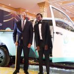 His Majesty King Mswati III and the overall winner of the Entrepreneur of the Year Award Wandile Dlamini , the owner of Notsa Eswatini. (Pic: Nhlanganiso Mkhonta)