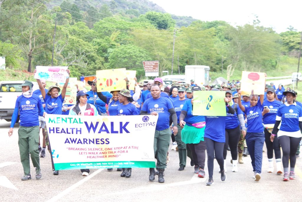 Eswatini College of Theology students and staff stage a Mental Health Awareness Walk aimed at urging everyone to speak out. (Pic: Nimrod Hlophe)