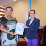 The Minister for Foreign Affairs and International Cooperation Pholile Shakantu receiving the credentials of the newly appointed FAO Representative to Eswatini Rosanne Marchesich. (Courtesy pic: Eswatini Government)