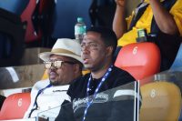 Chief Ally Kgomongwe (R) watches as his team suffered a 4-1 defeat to capital city giants Mbabane Highlanders AM.