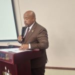 Minister for Health Mduduzi Matsebula delivers his speech.