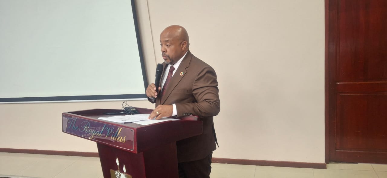 Minister for Health Mduduzi Matsebula delivers his speech.