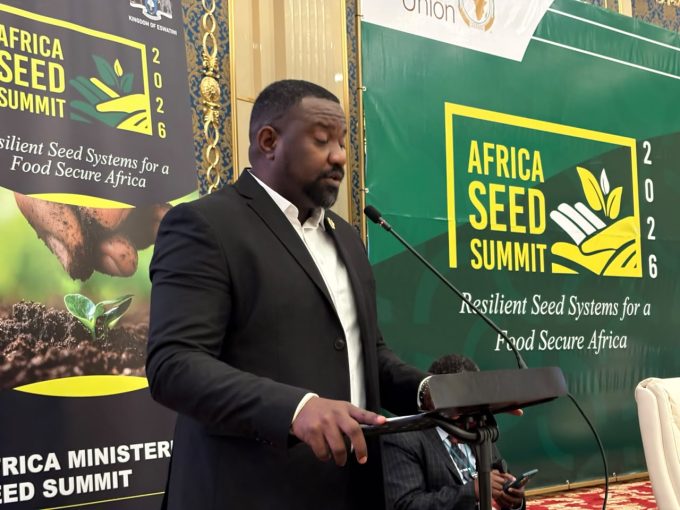 Ghana Deputy Minister of Agriculture and Vice Chair of the STC John Dumelo making his address. (Pics: Mnelisi Dlamini)
