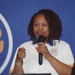 Lidlelantfongeni CEO Futhi Tembe addressing members of the media during the launch of their three initiatives. (Pic: Nimrod Hlophe)