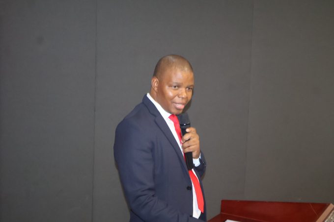1. Eswatini Posts and Telecommunications Corporation Managing Director Thulani Fakudze makes his remarks during the commemoration of the World Post DAY 2026 at the Happy Vally Hotel.