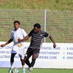 Former Kaizer Chiefs midfielder Siphelele Ntshangase battles for the ball against Nuno Dos Santos of Mbabane Highlanders AM on October 3, 2026. (Pic:Times of Eswatini)