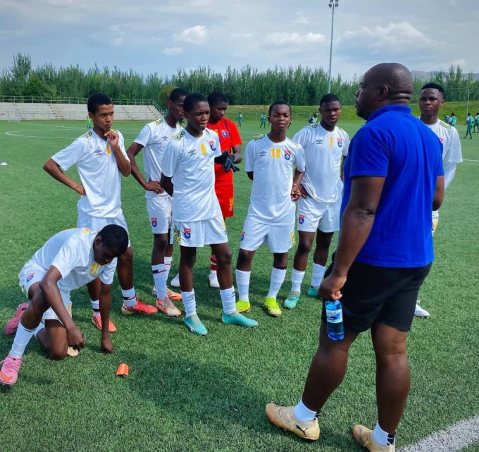 The national Under-15 coach giving instructions to the players during their friendly matches in Lesotho. (Pic: Eswatini Football Association)