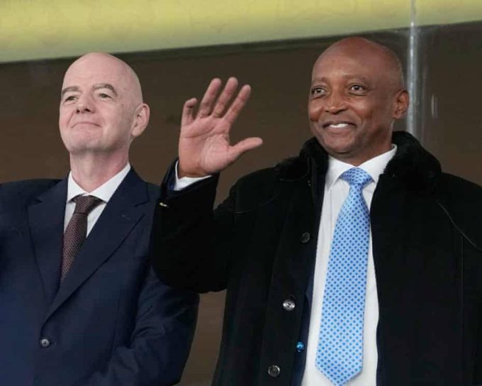 CAF President Patrice Motsepe (R) and FIFA President Gianni Infantino.