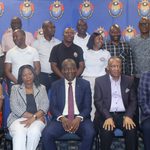PLE Chairman Polycarp Dlamini (Seated L), RGI MD Puleng Magape, Minister Bongani Nzima, RGI Founder and Director Sol Motsepe and EFA President Peter Simelane as well as PLE BoGs after the launch. (Pic: Times of Eswatini)