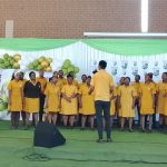 The university's choir rendering some music before the start of the event.