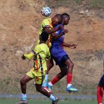 Mbabane Swallows and Red Rhinos players battling for the ball during their MTN Premier League match on Wednesday. The game was played under severe hot conditions at KaLanga Technical Centre. (Pic: Times of Eswatini)