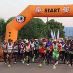 Imbube Marathon 42km runners power off the start line a in Lobamba today. (Pic: Sanele Jele)