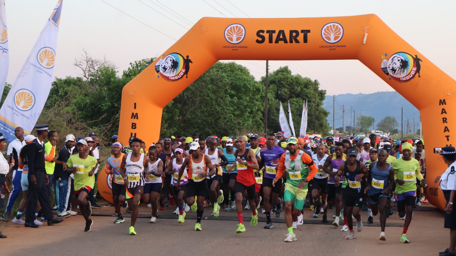 Imbube Marathon 42km runners power off the start line a in Lobamba today. (Pic: Sanele Jele)