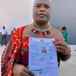Public Service Minister Mabulala Maseko after registering for the 2028 National Elections.