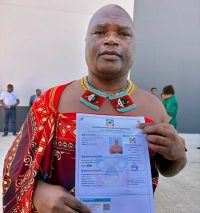 Public Service Minister Mabulala Maseko after registering for the 2028 National Elections.