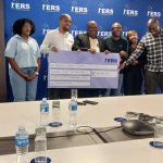 ERS Commissioner General Brightwell Nkambule, ESNAJ President Lwazi Dlamini amd Chairman of the Editors' forum Mbongeni Mbingo and other staff posing with the E180 000 sponsorship cheque for the second edition of the media awards. (Pic: Khaya Simelane)