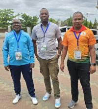 Eswatini CDM Victor 'Mavikane' Dlamini (L) with Tumisang Mosala and Lesotho's Refiloe Maphallela. (Pic: Sourced)