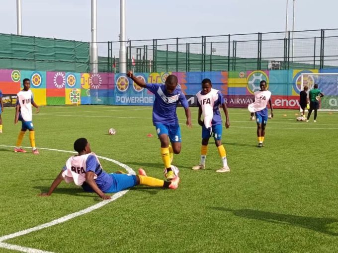 The national Under-15 players in training at Azerbaijan. (Pic: Eswatini Football Association)