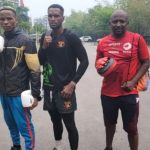 Team Eswatini’s Chawe Gamedze, Thabiso Dlamini and Coach Muzi Shongwe. (Supplied pic)