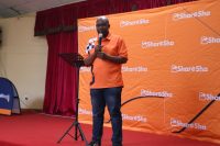 Representing Eswatini Bank Senior Manager Channels and Products Simanga Motsa delivering his remarks.