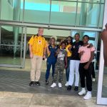 The pupils joined by KFC Eswatini CEO Nigel England (L) as they prepare for their journey to FNB Stadium.