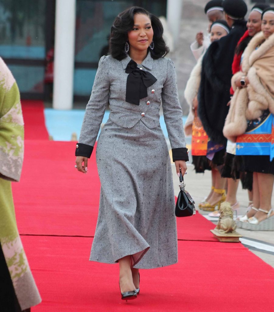 Liphovela LaZuma makes her way to the aircraft as she accompanies His Majesty King Mswati III on his official visit to Taiwan